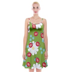 Insect Flower Floral Animals Star Green Red Sunflower Spaghetti Strap Velvet Dress by Mariart