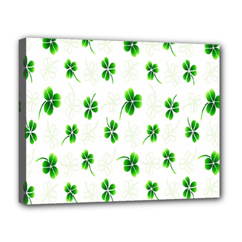 Leaf Green White Canvas 14  X 11  by Mariart