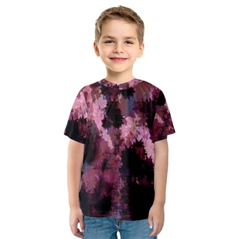 Grunge Purple Abstract Texture Kids  Sport Mesh Tee by Nexatart