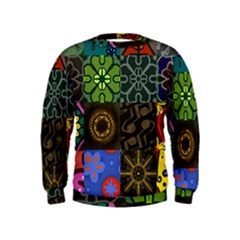 Digitally Created Abstract Patchwork Collage Pattern Kids  Sweatshirt by Nexatart