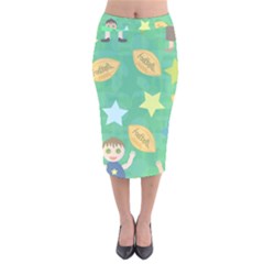 Football Kids Children Pattern Velvet Midi Pencil Skirt by Nexatart