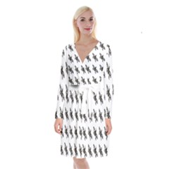 Insect Animals Pattern Long Sleeve Velvet Front Wrap Dress by Nexatart