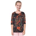 Fractal Wallpaper With Dancing Planets On Black Background Kids  Quarter Sleeve Raglan Tee View1