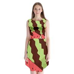 Watermelon Slice Red Green Fruite Circle Sleeveless Chiffon Dress   by Mariart