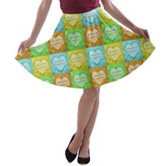 Colorful Happy Easter Theme Pattern A-line Skater Skirt by dflcprintsclothing