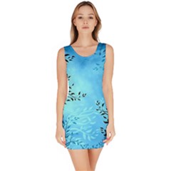 Blue Night Portrait Background Sleeveless Bodycon Dress by Nexatart