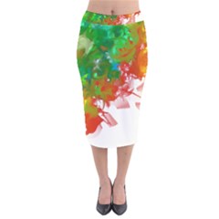 Digitally Painted Messy Paint Background Textur Velvet Midi Pencil Skirt by Nexatart