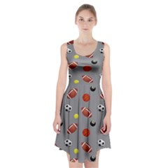 Balltiled Grey Ball Tennis Football Basketball Billiards Racerback Midi Dress by Mariart