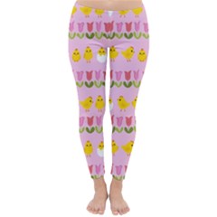 Easter - Chick And Tulips Classic Winter Leggings by Valentinaart