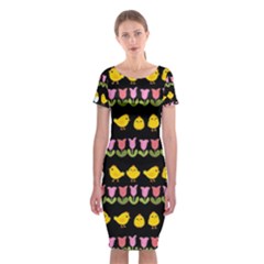 Easter - Chick And Tulips Classic Short Sleeve Midi Dress by Valentinaart