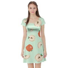 Apple Fruit Background Food Short Sleeve Skater Dress by Nexatart