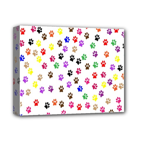 Paw Prints Dog Cat Color Rainbow Animals Deluxe Canvas 14  X 11  by Mariart