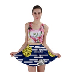 Sunflower Line Blue Yellpw Mini Skirt by Mariart