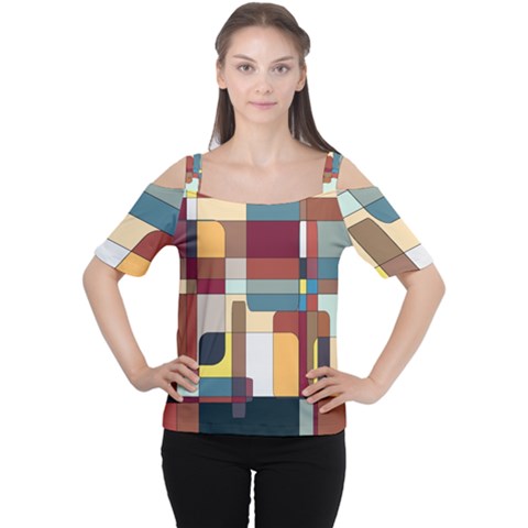 Patchwork Women s Cutout Shoulder Tee by digitaldivadesigns