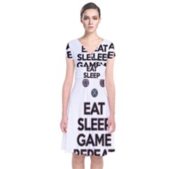 Eat Sleep Game Repeat Short Sleeve Front Wrap Dress by Valentinaart