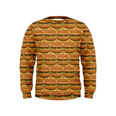 Delicious Burger Pattern Kids  Sweatshirt by berwies