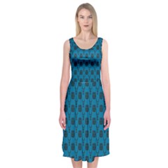 Lion Vs Gazelle Damask In Teal Midi Sleeveless Dress by emilyzragz