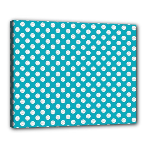 Sleeping Kitties Polka Dots Teal Canvas 20  X 16  by emilyzragz