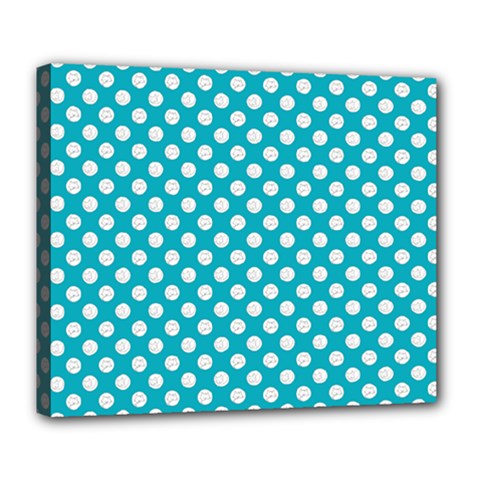 Sleeping Kitties Polka Dots Teal Deluxe Canvas 24  X 20   by emilyzragz