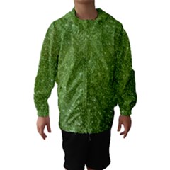 Green Glitter Abstract Texture Print Hooded Wind Breaker (kids) by dflcprintsclothing