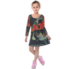 Dracula Kids  Long Sleeve Velvet Dress by Valentinaart