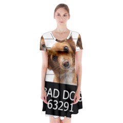 Bad Dog Short Sleeve V-neck Flare Dress by Valentinaart