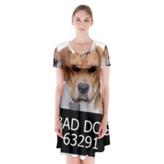 Bad Dog Short Sleeve V-neck Flare Dress by Valentinaart