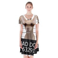 Bad Dog Short Sleeve V-neck Flare Dress by Valentinaart