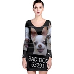 Bad Dog Long Sleeve Bodycon Dress by Valentinaart