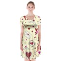 Valentinstag Love Hearts Pattern Red Yellow Short Sleeve V-neck Flare Dress View1