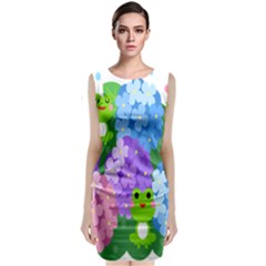 Animals Frog Face Mask Green Flower Floral Star Leaf Music Classic Sleeveless Midi Dress by Mariart