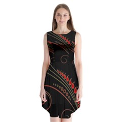 Flower Leaf Red Black Sleeveless Chiffon Dress   by Mariart