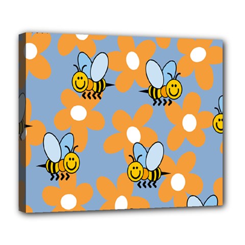 Wasp Bee Honey Flower Floral Star Orange Yellow Gray Deluxe Canvas 24  X 20   by Mariart