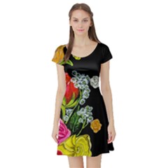 Floral Rhapsody Pt 4 Short Sleeve Skater Dress by dawnsiegler