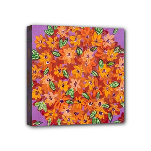 Floral Sphere Mini Canvas 4  X 4  by dawnsiegler