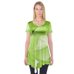 Cabbage Leaf Vegetable Green Short Sleeve Tunic  by Mariart