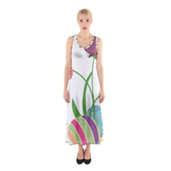 Eggs Three Tulips Flower Floral Rainbow Sleeveless Maxi Dress by Mariart