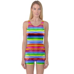 Stripes Print Designs 3 One Piece Boyleg Swimsuit by beatbeatwing