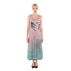 Heat Wave Chevron Waves Red Green Sleeveless Maxi Dress by Mariart