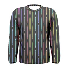 Pencil Stationery Rainbow Vertical Color Men s Long Sleeve Tee by Mariart