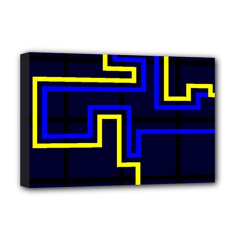 Tron Light Walls Arcade Style Line Yellow Blue Deluxe Canvas 18  X 12   by Mariart