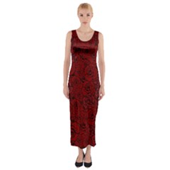 Red Roses Field Fitted Maxi Dress by designworld65