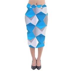 Blue White Grey Chevron Velvet Midi Pencil Skirt by Mariart