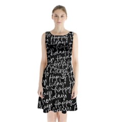 Happy Holidays Sleeveless Waist Tie Chiffon Dress by Mariart