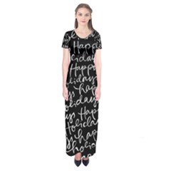 Happy Holidays Short Sleeve Maxi Dress by Mariart