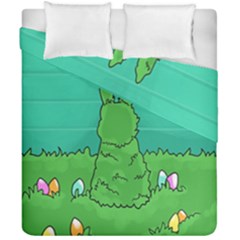 Rabbit Easter Green Blue Egg Duvet Cover Double Side (california King Size) by Mariart