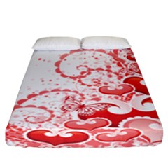Love Heart Butterfly Pink Leaf Flower Fitted Sheet (california King Size) by Mariart