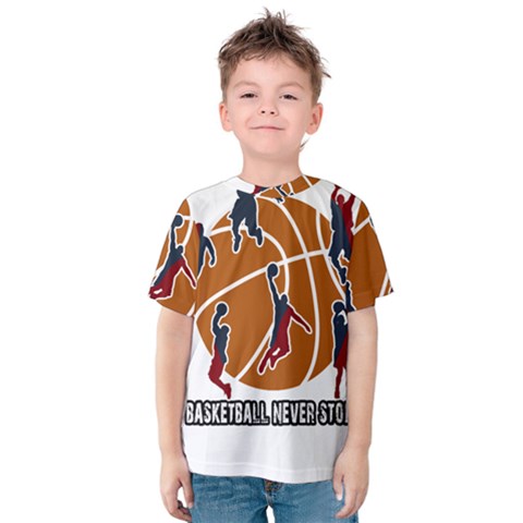 Basketball Never Stops Kids  Cotton Tee by Valentinaart