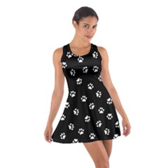 Footprints Cat White Black Cotton Racerback Dress by EDDArt