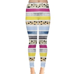 Watercolor Stripes And Dots Leggings  by beatbeatwing